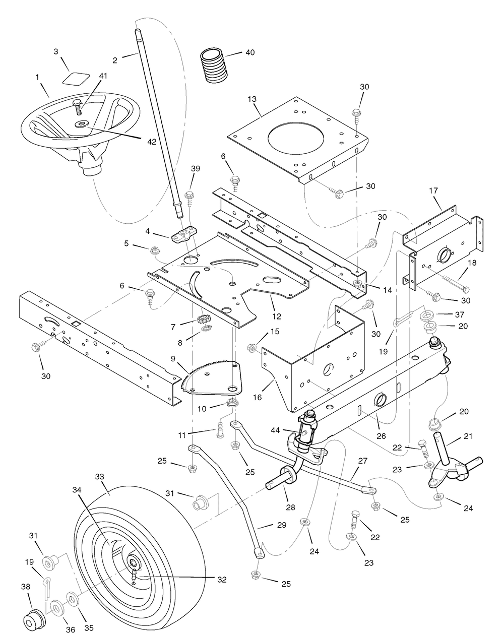 Steering Diagram and Parts List for 312006X50C 2007 Briggs and Stratton Lawn Tractor